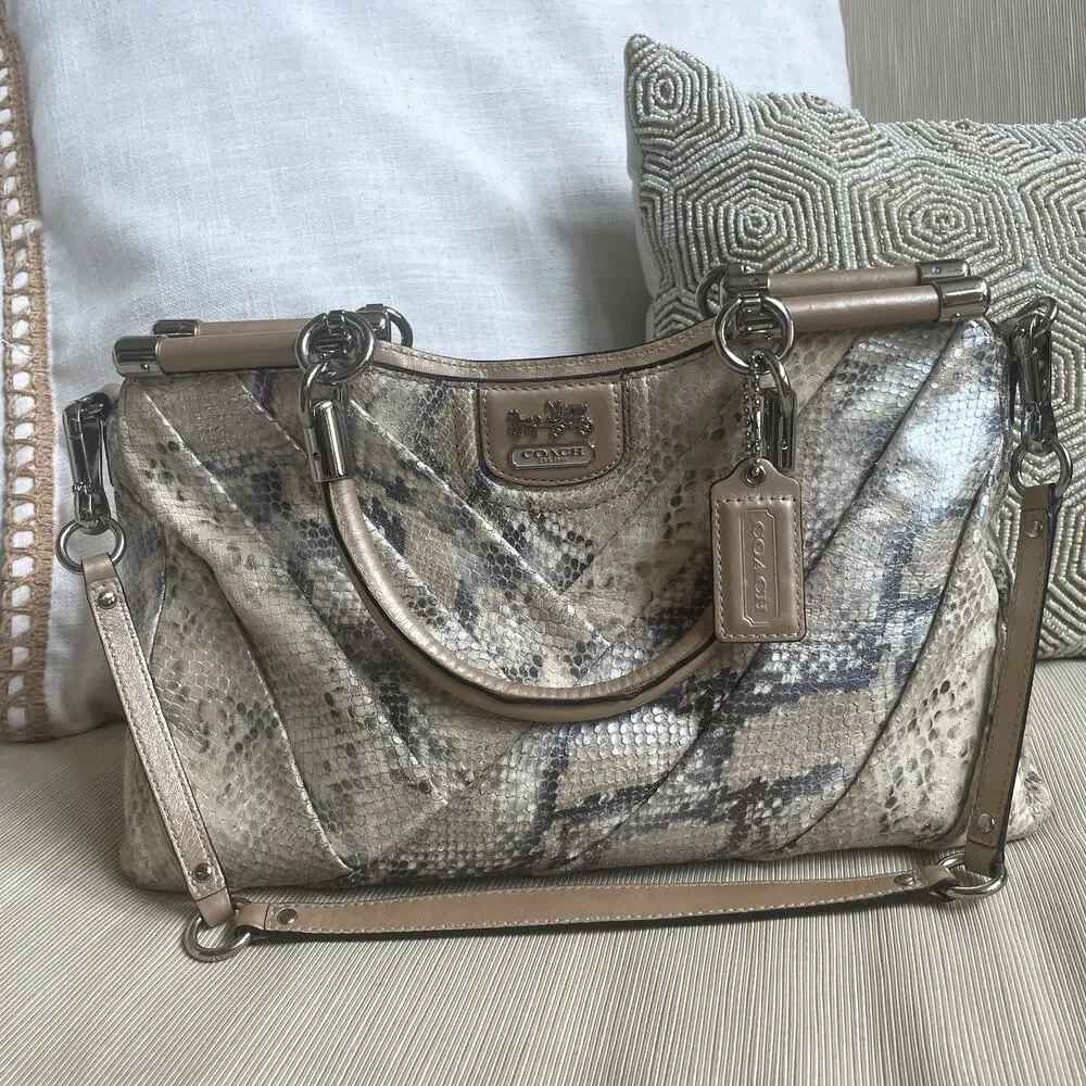 Rare Coach Madison Pinnacle Exotic Carrie Satchel Python Embossed Leather 28608